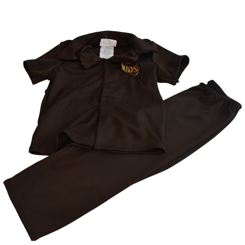 UPS Delivery Driver Costume Kids Size 2-3 Brown Good Career Day Halloween Set
